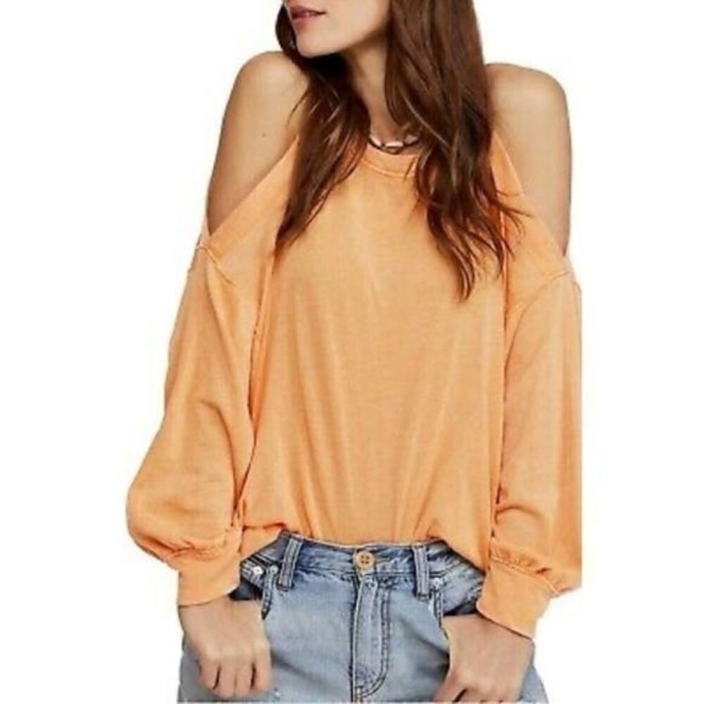 We the Free People tangerine chill out oversized cold shoulder top xs